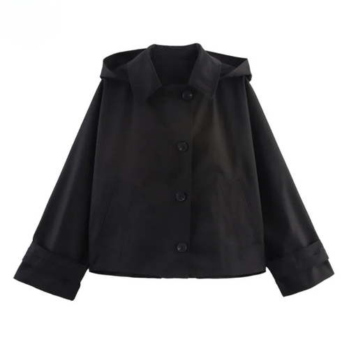 Chic Short Hooded Trench Jacket – Autumn 2025