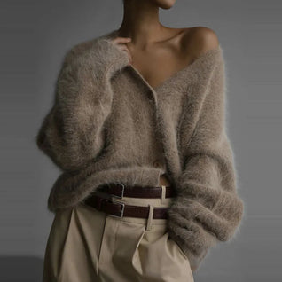 Women’s Tassel Knit Cardigan – V-Neck Single-Breasted Sweater for Autumn & Winter