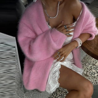 Women’s Tassel Knit Cardigan – V-Neck Single-Breasted Sweater for Autumn & Winter