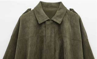 Stylish Women’s Suede-Textured Short Jacket – Chic Bomber Coat for Fall 2025