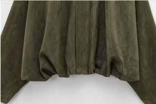 Stylish Women’s Suede-Textured Short Jacket – Chic Bomber Coat for Fall 2025
