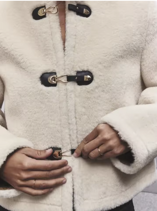 Warm Faux Fur Jacket for Women – Double-Sided Knotted Buckle Coat
