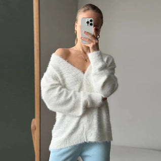 Women’s Tassel Knit Cardigan – V-Neck Single-Breasted Sweater for Autumn & Winter