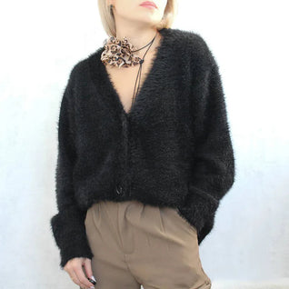 Women’s Tassel Knit Cardigan – V-Neck Single-Breasted Sweater for Autumn & Winter
