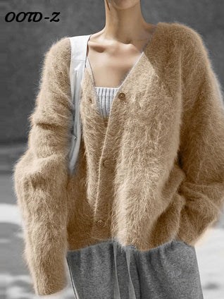 Women’s Tassel Knit Cardigan – V-Neck Single-Breasted Sweater for Autumn & Winter